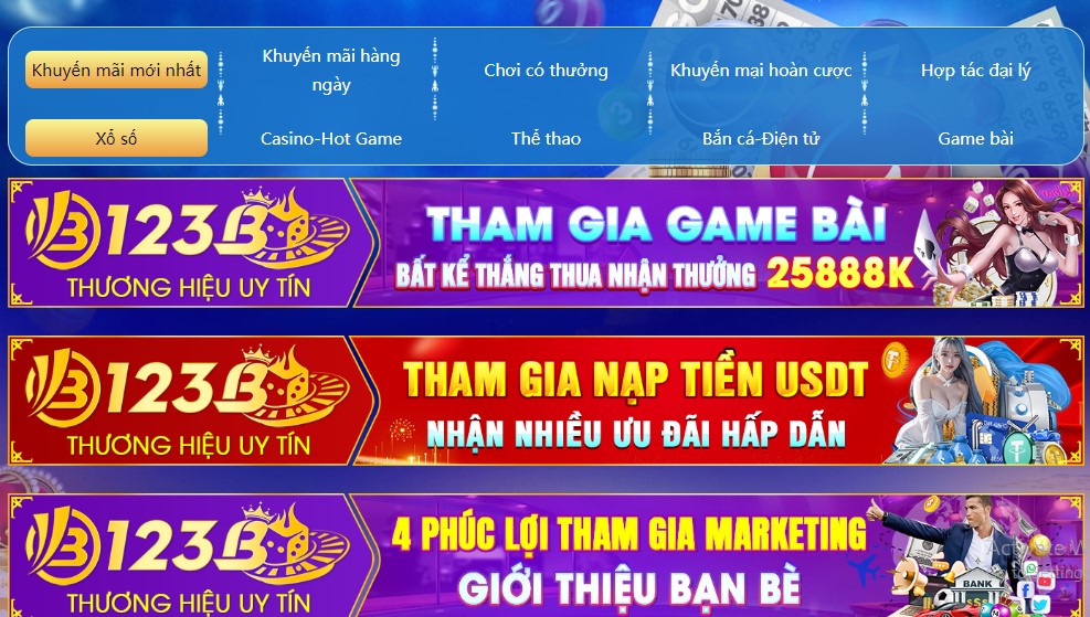 Hướng dẫn nhận khuyến mãi 123B